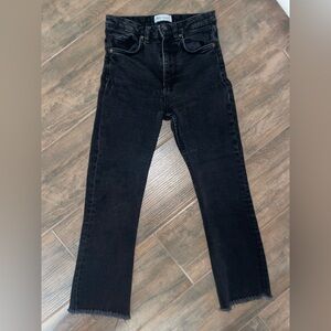 ZARA Black High Rise Straight Leg Jeans Size 2 | Raw Hem